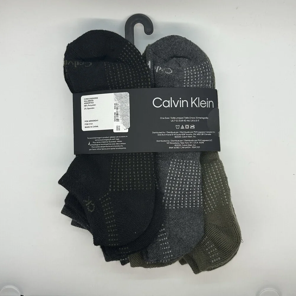 Calvin Klein Cushion No Show Socks 6 Pairs One Size Fit Men's Size 7-12 - New!